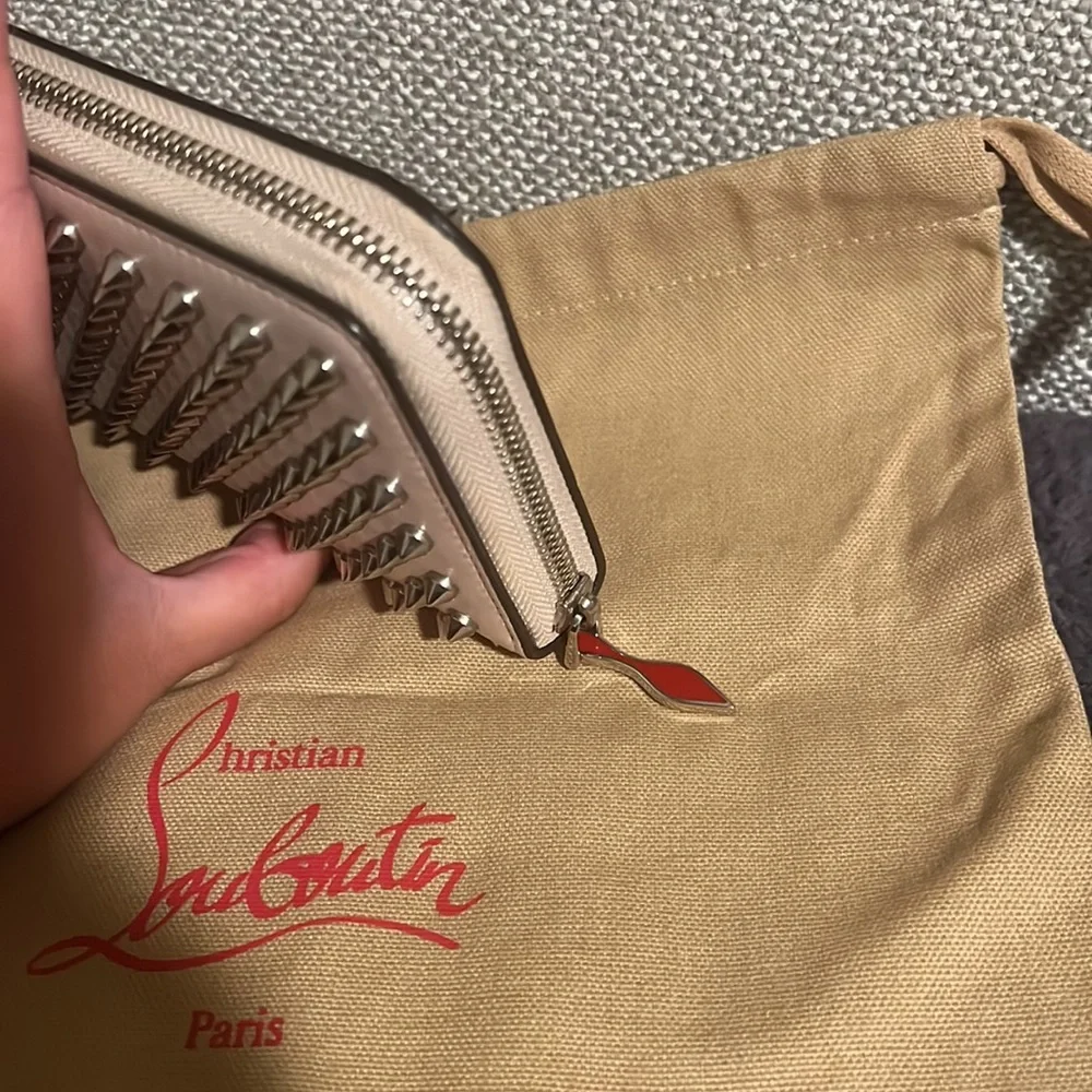 EUC Authentic Christian Louboutin Panettone pale pink zippy wallet and dust bag